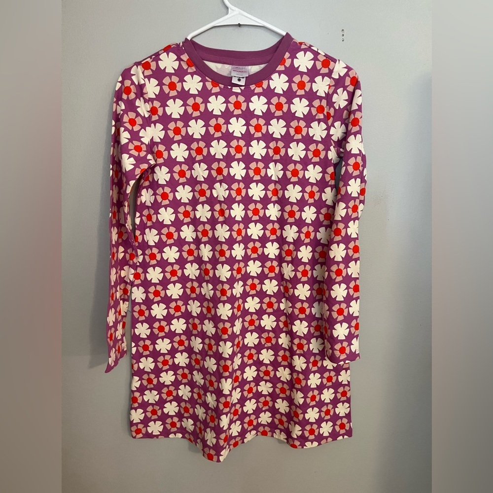 Hanna Andersson Purple Floral T shirt Dressโ with Pink and Red Accents